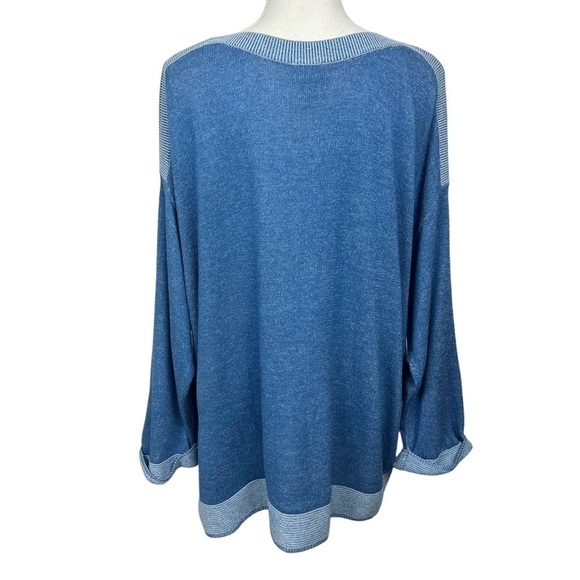 Chico’s Women’s Pullover Sweater Sz 3=Large Sz 16 Color Blue Stretch Cuff Sleeve - Picture 5 of 12